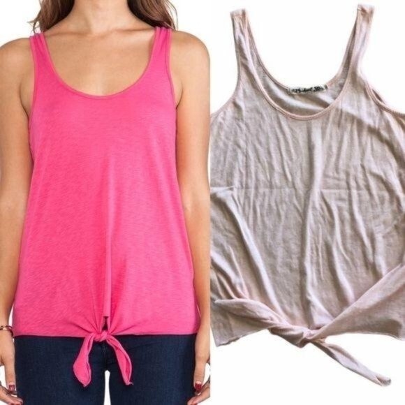 Michael Stars Tie Front Tank in Pink - Picture 1 of 8